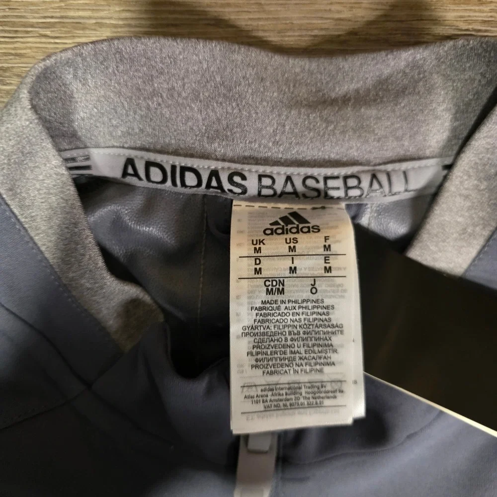 Adidas Mens Medium‎ Baseball Quarter Zip Pullover Grey Bungee Hem Athletic Top
